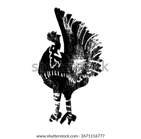 Set of vector rooster and chicken black silhouettes isolated on white background. Domestic animals hen vector illustration. hen art work.