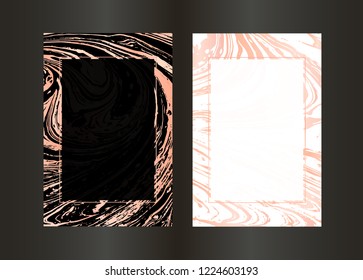 Set of vector rose gold background for party, invitation, web, banner, birthday, wedding, business card. Abstract pink design template.