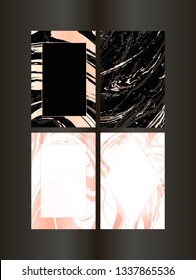 Set of vector rose gold background for party, invitation, web, banner, birthday, wedding, business card. Abstract pink design template. 