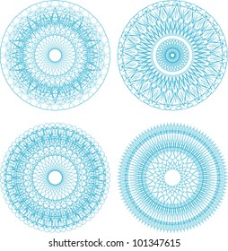 Set of vector rosettes certificate or diplomas, decorative elements