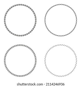 Set of vector round frames from chain elements. Vintage black decorative banners.