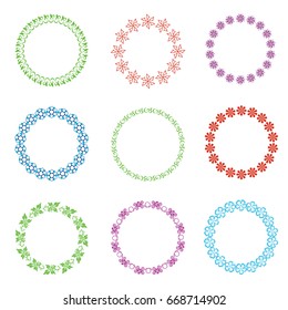 Set of vector round frames on white background.