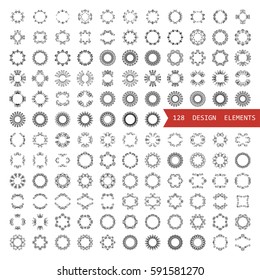 Set vector round ornaments. Vintage decorative elements. Hand drawn background.