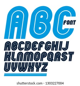 Set of vector rounded bold capital alphabet letters made with white lines, can be used in poster creation for social or commercial announcement 