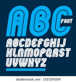 Set of vector rounded bold capital alphabet letters made with white lines, can be used in poster creation for social or commercial announcement 