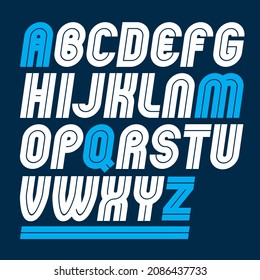 Set of vector rounded bold capital alphabet letters made with white lines, can be used in poster creation for social or commercial announcement 