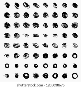 set of a vector rounded brushstrokes
