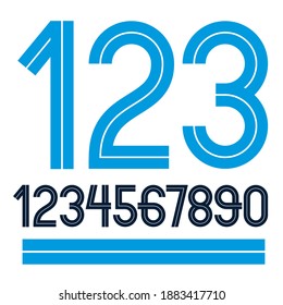 Set of vector rounded numbers from 0 to 9, with white lines, best for use in logotype design in telecommunication theme