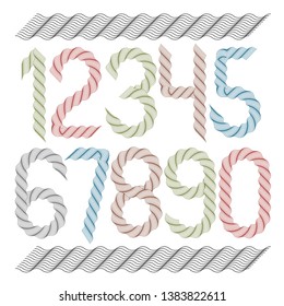 Set of vector rounded numbers created using guilloche ornate, decorate waves. Can be used for certificate design.