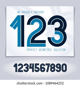 Set of vector rounded numbers made with white lines, can be used for logo creation in public relations business.