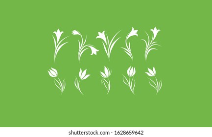 Set Vector Royalty Logo Design Inspiration Green Leaf Icons