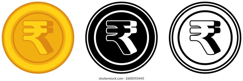Set vector Rupee coins icon. India currency symbol template design illustration