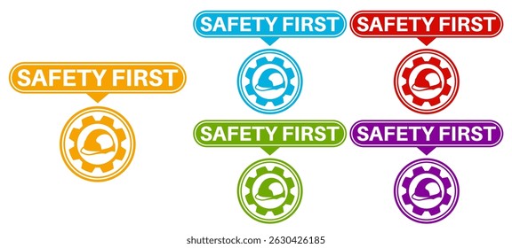 Conjunto de Vector de seguridad primer símbolo de icono. símbolo de advertencia de seguridad de las etiquetas Etiqueta engomada Ilustración de diseño de Plantilla