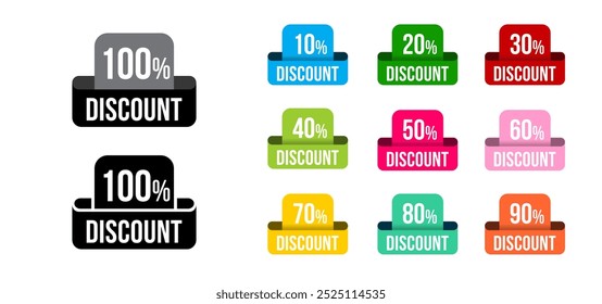 set of Vector sale banner design sale or discount vector graphic set of multicolor sale or discount tag design 50% off graphic 100% off discount graphic black and white discount or sale banner