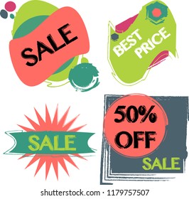 Set of vector sale banner templates, best price illustrations