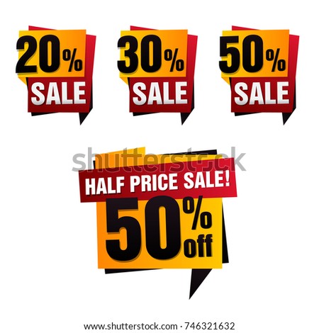 Set of vector sale paper banner for your design