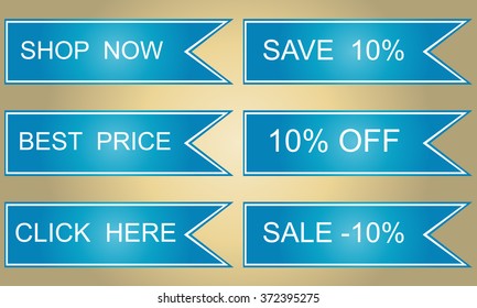 Set of vector sales labels in blue tones