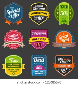 Set of vector sales labels and sticker graphics