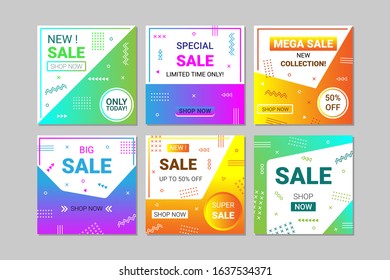 Set of vector sales  stories. Templates