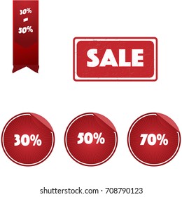 set of vector sales tag price in red concept design