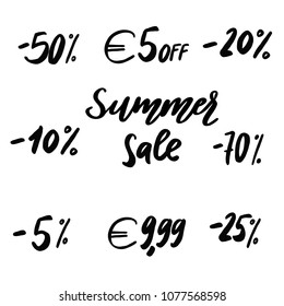 Set of vector  Sales Tags. Summer sale vector calligraphy, isolated on white background. Great for posters, offer and other projects and season of discounts.