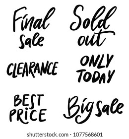 Set of vector  Sales Tags. Summer sale vector calligraphy, isolated on white background. Great for posters, offer and other projects and season of discounts.