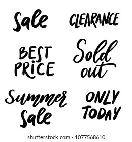 Set of vector  Sales Tags. Summer sale vector calligraphy, isolated on white background. Great for posters, offer and other projects and season of discounts.