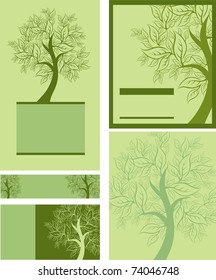 Set of vector samples of design with decorative spring tree