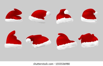 Set of vector santa christmas redhats.