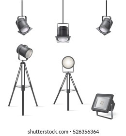 Set of vector scenic spotlights isolated on white background.