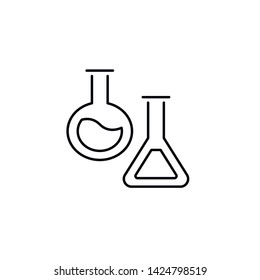 Set of vector school theme icon. Experiment education concept black tube pictogram for test, chemistry, medicine experimentation isolated on white background. Modern design element for natural science