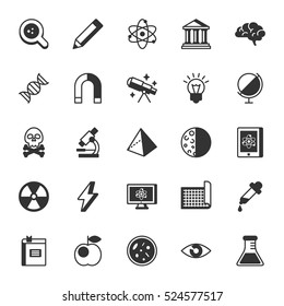Set of vector science and education black icons