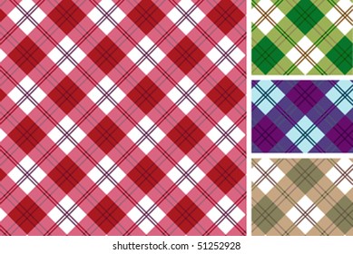 Set of vector scottish style textile background