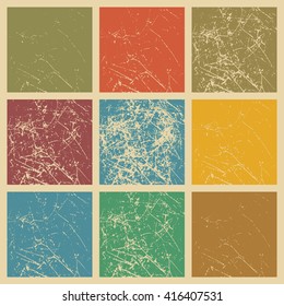 Set of vector scratched vintage grunge background.