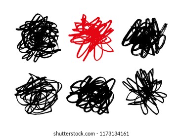 Set of vector scribble elements isolated on white
