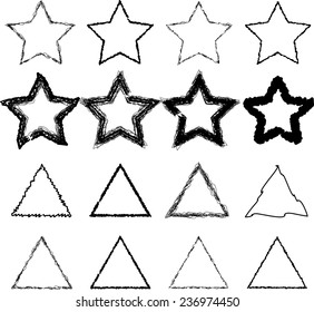 Set of Vector Scribble Star and Triangles .Border Frames .