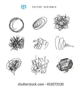 Set of vector scribbles. Sketchy drawings. Design elements illustration. May use as brush.