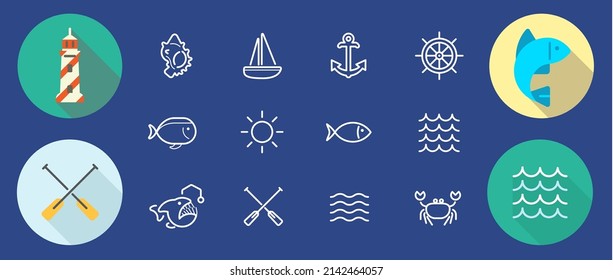 Set of Vector Sea Food Elements and Sea Signs Illustration can be used as Logo or Icon in premium quality