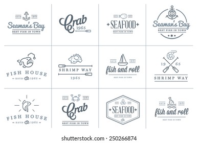 Set of Vector Sea Food Elements and Sea Signs Illustration can be used as Logo or Icon in premium quality
