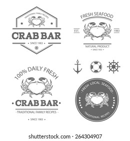 Set of vector seafood labels, badges and design elements