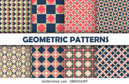 Set of vector seamless abstract backgrounds. Endless texture.