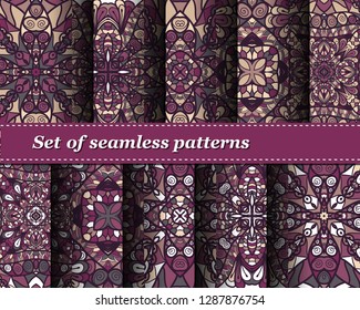 Set of vector seamless abstract pattern.  Background for design and fashion. Arabic, Indian patterns