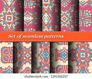 Set of vector seamless abstract pattern. Background for design and fashion. Arabic, Indian patterns