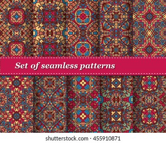 Set of vector seamless abstract pattern.  Background for design and fashion. Arabic, Indian patterns