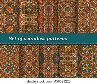Set of vector seamless abstract pattern. Background for design and fashion. Arabic, Indian patterns