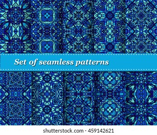 Set of vector seamless abstract pattern. Background for design and fashion. Arabic, Indian patterns