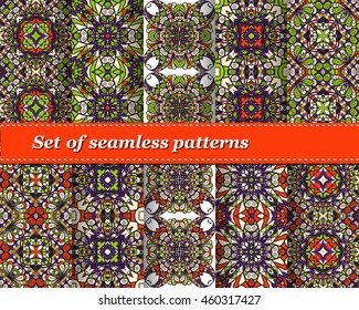 Set of vector seamless abstract pattern. Background for design and fashion. Arabic, Indian patterns