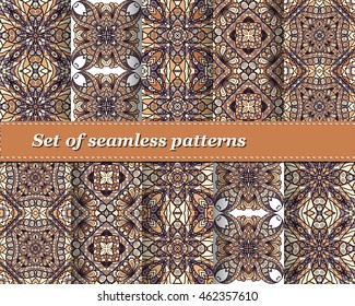 Set of vector seamless abstract pattern. Background for design and fashion. Arabic, Indian patterns