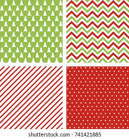 Set of vector seamless abstract patterns. Christmas backgrounds