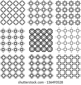 Set of vector seamless achromatic patterns